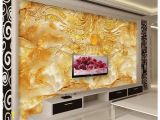 Stone Roses Wall Mural 3d Wall Murals Wallpaper Golden Flower Stone Marble Backdrop Wall