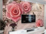 Stone Roses Wall Mural Custom 3d Wall Mural Wallpaper Romantic Pink Rose Flowers Fresco