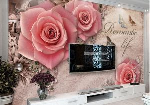 Stone Roses Wall Mural Custom 3d Wall Mural Wallpaper Romantic Pink Rose Flowers Fresco