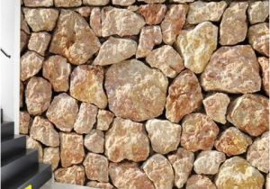 Stone Wall Mural Wallpaper 3d Brown Imitation Stone theme Wallpaper Custom Mural