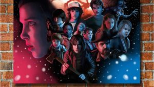Stranger Things Wall Mural Stranger Things Inspired Canvas Framed Wall Art Fan Art