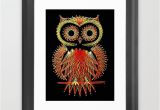 String Art Wall Mural String Art Owl Framed Art Print by Bronzarino