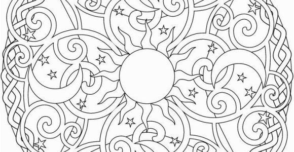 Sun Moon Stars Coloring Page Celestial Mandala Box Card and Coloring Page