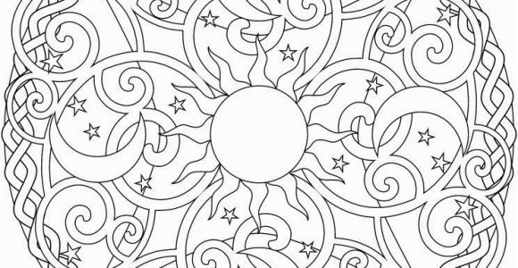 Sun Moon Stars Coloring Page Celestial Mandala Box Card and Coloring Page