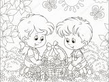 Sunny Bunnies Coloring Pages Little Children Decorated Easter Basket Painted Eggs Flowers