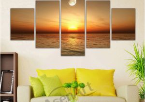 Sunset Wall Mural Painting 2019 Canvas Painting Wall Art Sea Sunset Scenery for Bed Room Decoration with Frame Ready to Hang Dropshipping From asenart $21 71