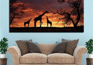 Sunset Wall Mural Painting 2019 Frame Home Decor Living Room 1 Panel Abstract Sunset Giraffe Hd Printed Modern Canvas Painting Wall Art Modular Poster No Frame From