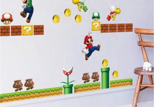 Super Mario Bros Wall Mural Super Mario Wall Stickers Non toxic Boys Kids Room Wall Paper Paste Home Children Bedroom Decors Mural Art Decals Wall Stickers