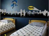 Superhero Cityscape Wall Mural City Skyline City Buildings with Supeheo Emblem Vinyl Wall