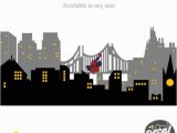 Superhero Cityscape Wall Mural City Wall Decals Gotham City Skyline Gotham Superhero Nursery Decor Nursery Wall Decals