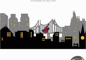 Superhero Cityscape Wall Mural City Wall Decals Gotham City Skyline Gotham Superhero Nursery Decor Nursery Wall Decals