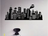 Superhero Cityscape Wall Mural Gotham City Wall Decal Batman Night City Vinyl Sticker