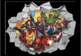 Superhero Wall Mural Stickers 3d Broken Wall Decor the Avengers Wall Stickers for Kids Rooms Home
