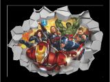 Superhero Wall Mural Stickers 3d Broken Wall Decor the Avengers Wall Stickers for Kids Rooms Home