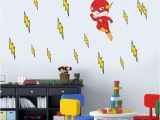 Superhero Wall Mural Stickers Cartoon Flash Superhero Wall Art for Kid Nursery Bedroom Vinyl