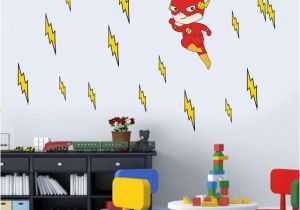 Superhero Wall Mural Stickers Cartoon Flash Superhero Wall Art for Kid Nursery Bedroom Vinyl