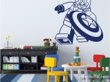 Superhero Wall Mural Stickers Cartoon Lego Captain America Wall Sticker Boys Room Baby Nursery