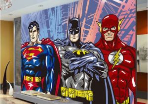 Superhero Wall Mural Stickers Custom 3d Wall Murals Batman Superman Flash Wallpaper Ics Photo