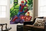 Superhero Wall Mural Stickers Marvel Adventures Super Heroes No 1 Cover Spider Man Iron Man and
