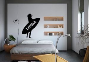 Surf themed Wall Murals Woman with Surf Board and Your Name 5 2 Feet Wall Decal Removable Vinyl Wall Art for Kids Room Playroom and Nursery Decor Id
