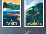 Surf Wall Mural Stickers 2019 Surfing at Tahiti Holiday Pop Art Travel Canvas Painting Vintage Wall Kraft Posters Coated Wall Sticker Home Decor Picture Gift From Candide