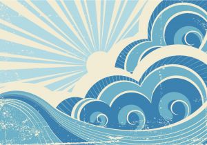 Surf Wave Wall Mural Retro Surf Mural Wallpaper