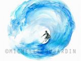 Surf Wave Wall Mural Surfer Watercolor Art Surf Painting Giclee Print Surf