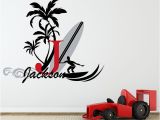 Surfboard Wall Murals Surfboard with Name Wall Decal Baby Palm Tree Vinyl Wall Decals Boy