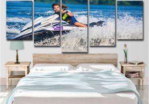 Surfing Wall Murals Posters 2019 Canvas Hd Printed Paintings Modular Posters 5 Panel Sports Motorboat Sea Home Decor Wall Art Modern From Print Art Canvas $16 41