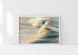 Surfing Wall Murals Posters Golden Wave Print Sunset Surf Poster Paradise Beach