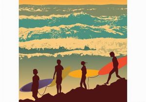 Surfing Wall Murals Posters Retro California Surfers Wall Decal by Retroplanetusa On