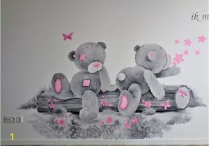 Tatty Teddy Wall Mural Babykamer Muurschilderij Me to You 2 Beertjes Zittend Op