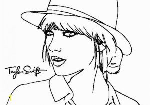 Taylor Swift Black and White Coloring Pages Taylor Swift with Her Hat Coloring Page to Print Line