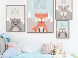 Teddy Bear Wall Mural 2019 Cartoon Bear Deer Owl Quotes Wall Art Canvas Painting nordic Posters and Prints Animal Wall Kids Room Bedroom Decor From Windomfac