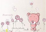 Teddy Bear Wall Mural Amazon Cartoon Pink Bear Wall Decals for Kids Rooms