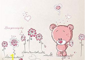 Teddy Bear Wall Mural Amazon Cartoon Pink Bear Wall Decals for Kids Rooms