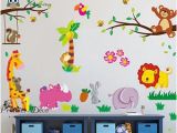 Teddy Bear Wall Mural Cute Woodland Animal theme Owl Squirrel Fox Bird Flower Tree