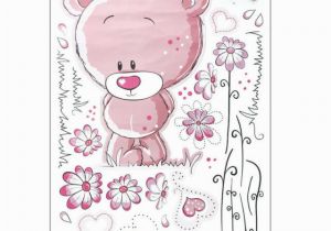 Teddy Bear Wall Mural Pink Removable Bear Vinyl Decor Art Mural Wall Stickers Decal Kids Baby Nursery