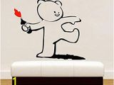 Teddy Bear Wall Murals Yhegv Banksy Cute Throw Bottle Fire Teddy Bear Vinyl Wall