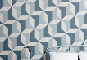 Teen Boy Wall Mural Blue Geometric Wallpaper Abstract Design