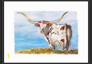 Texas Longhorns Coloring Pages Texas Longhorn Art Print Watercolor Cow Painting Canvas Longhorn Painting Longhorn Cattle Art Western Cattle Art Den Art Ranch