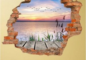 The Wall that Cracked Open Mural 3d Vinyl Water Motif Wall Sticker