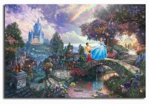 Thomas Kinkade Wall Murals Cinderella Wishes Upon A Dream Thomas Kinkade Hd Painting Living