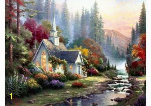 Thomas Kinkade Wall Murals Thomas Kinkade forest Chapel