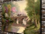 Thomas Kinkade Wall Murals Thomas Kinkade Hometown Bridge Scenery Canvas Prints Wall Art Oil