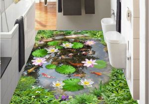 Tile Murals for Kitchens Wallpaper 3d Lotus Pond Floor Tiles Murals Living Room