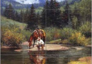 Tile Murals for Shower Ceramic Tile Mural Backsplash Shower sorenson Western Cowboy Art Rw