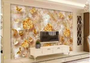 Tile Wall Murals for Sale European Style Retro Gold Luxurious Rose Pattern butterfly Tv Wall