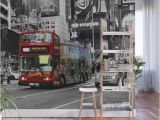 Times Square Wall Mural Red Bus Times Square Wall Mural by Positiveimages