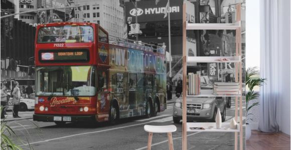 Times Square Wall Mural Red Bus Times Square Wall Mural by Positiveimages